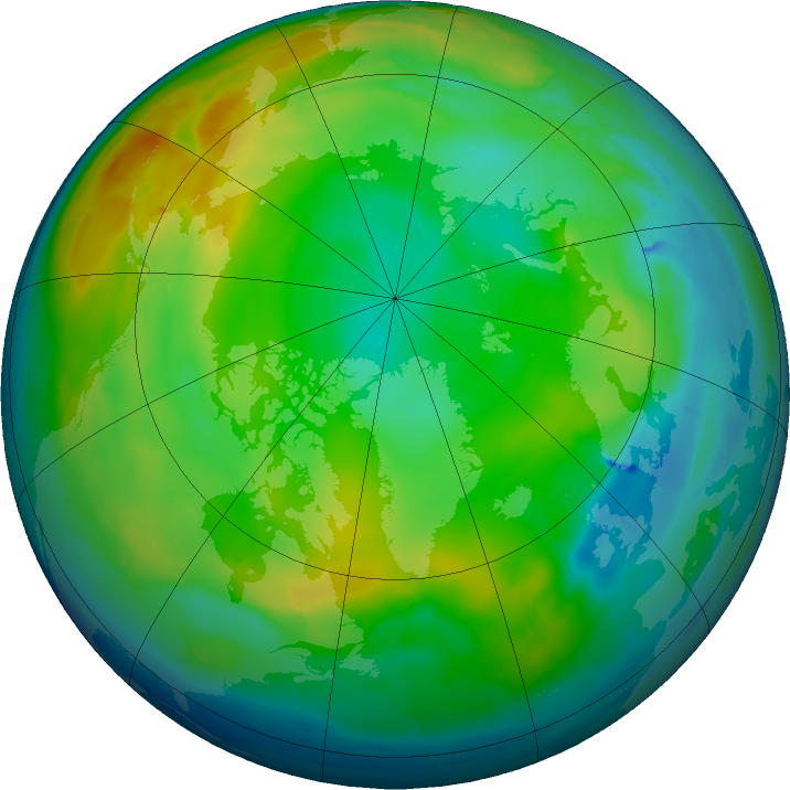 Arctic ozone map for 07 December 2015